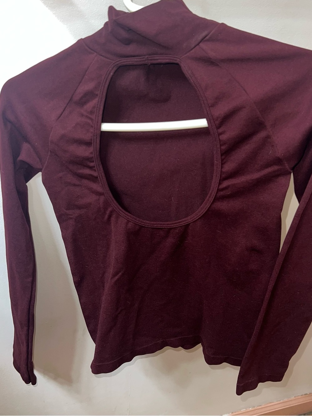 Free People Burgundy Long Sleeve Mock Neck Top - Picture 3 of 4